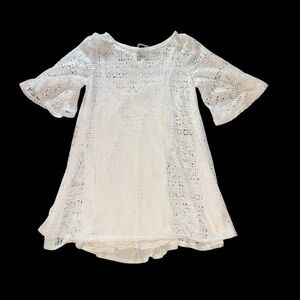 White Free People Beach Lace Dress with Bell Sleeves